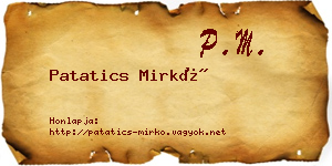 Patatics Mirkó névjegykártya
